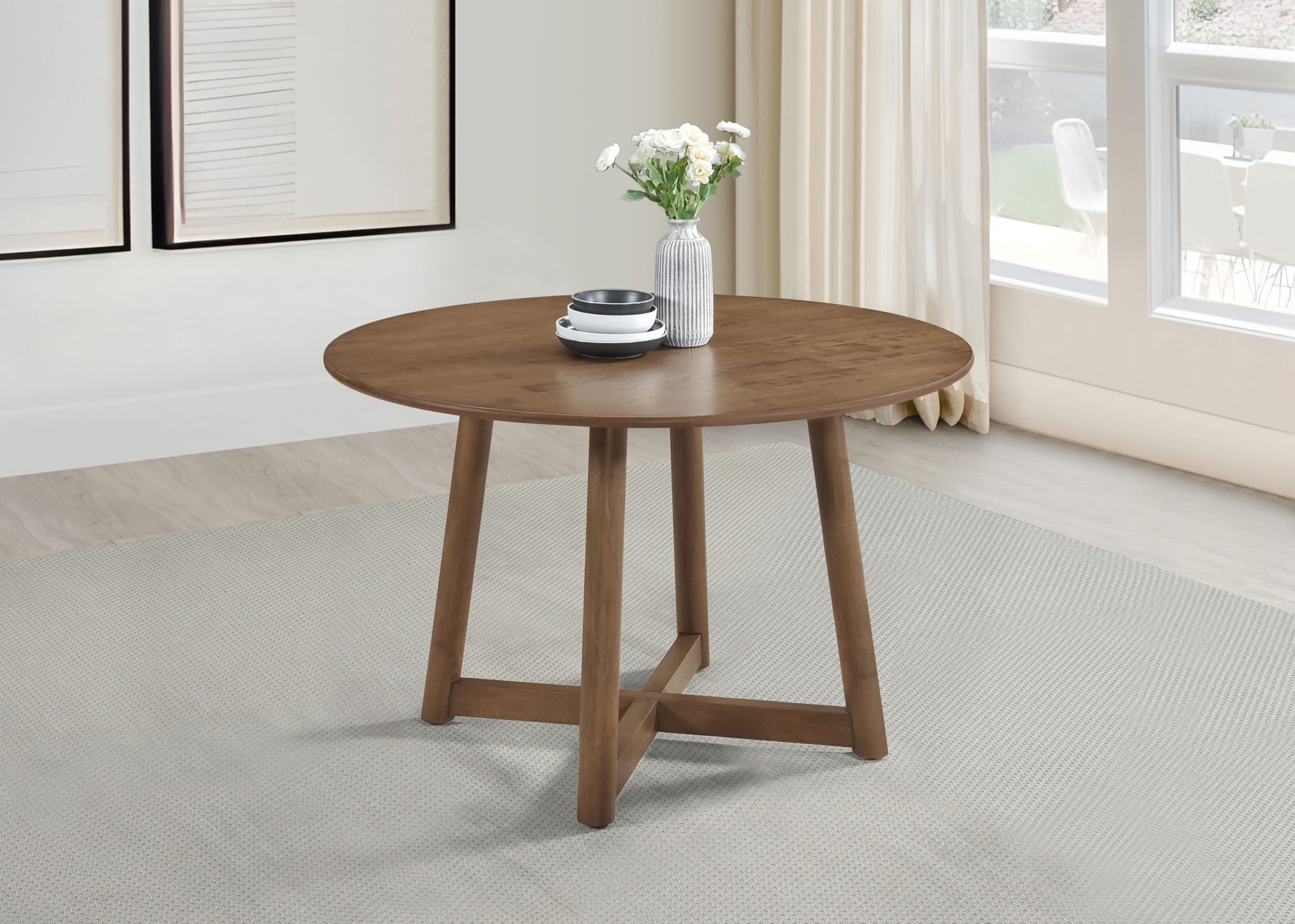 Dinah 5-piece Round Solid Wood Dining Set Walnut - Image 2