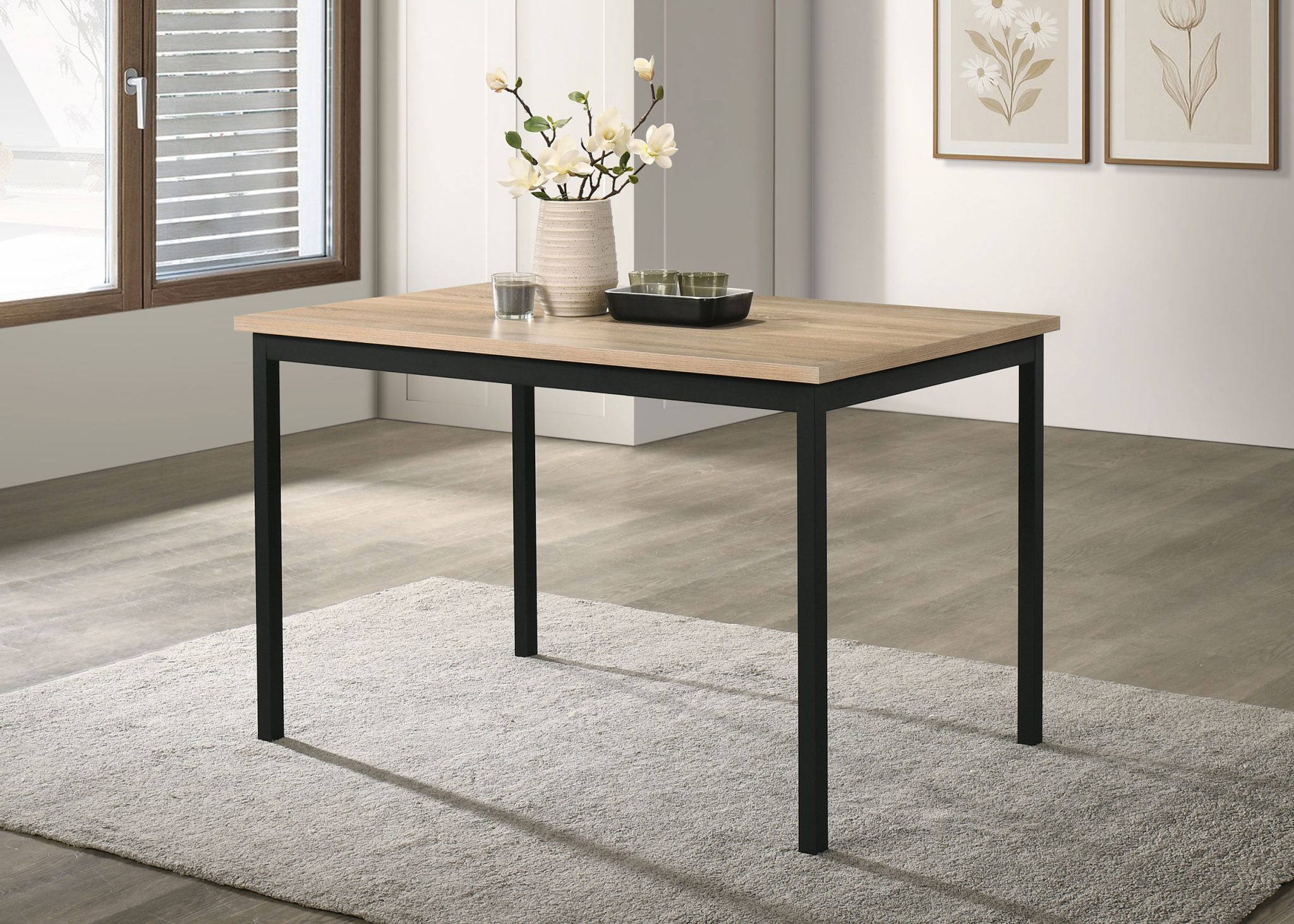 Garza 5-piece Rectangular Dining Table Greige Oak