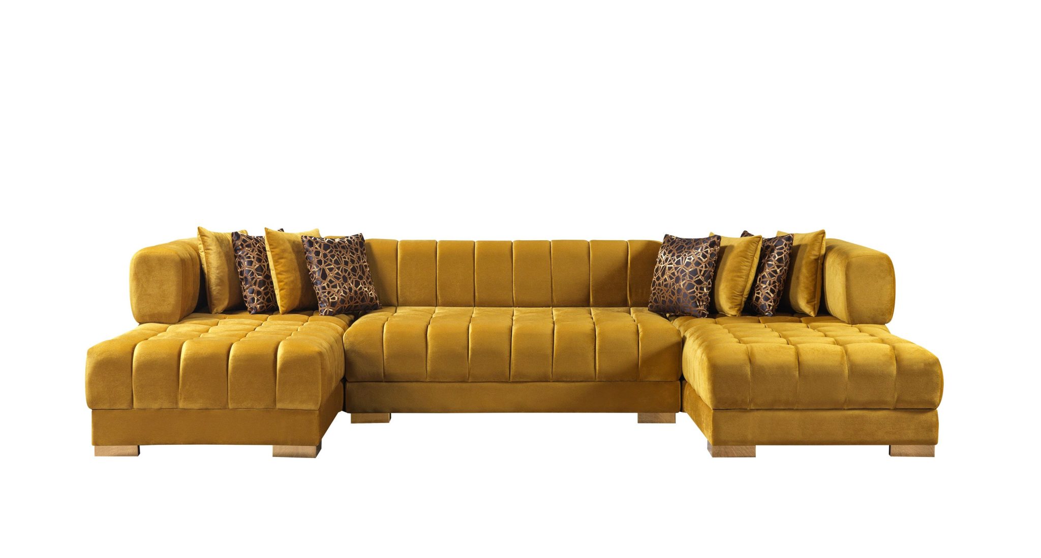 Ariana Mustard Velvet Double Chaise 138" Sectional - Image 9