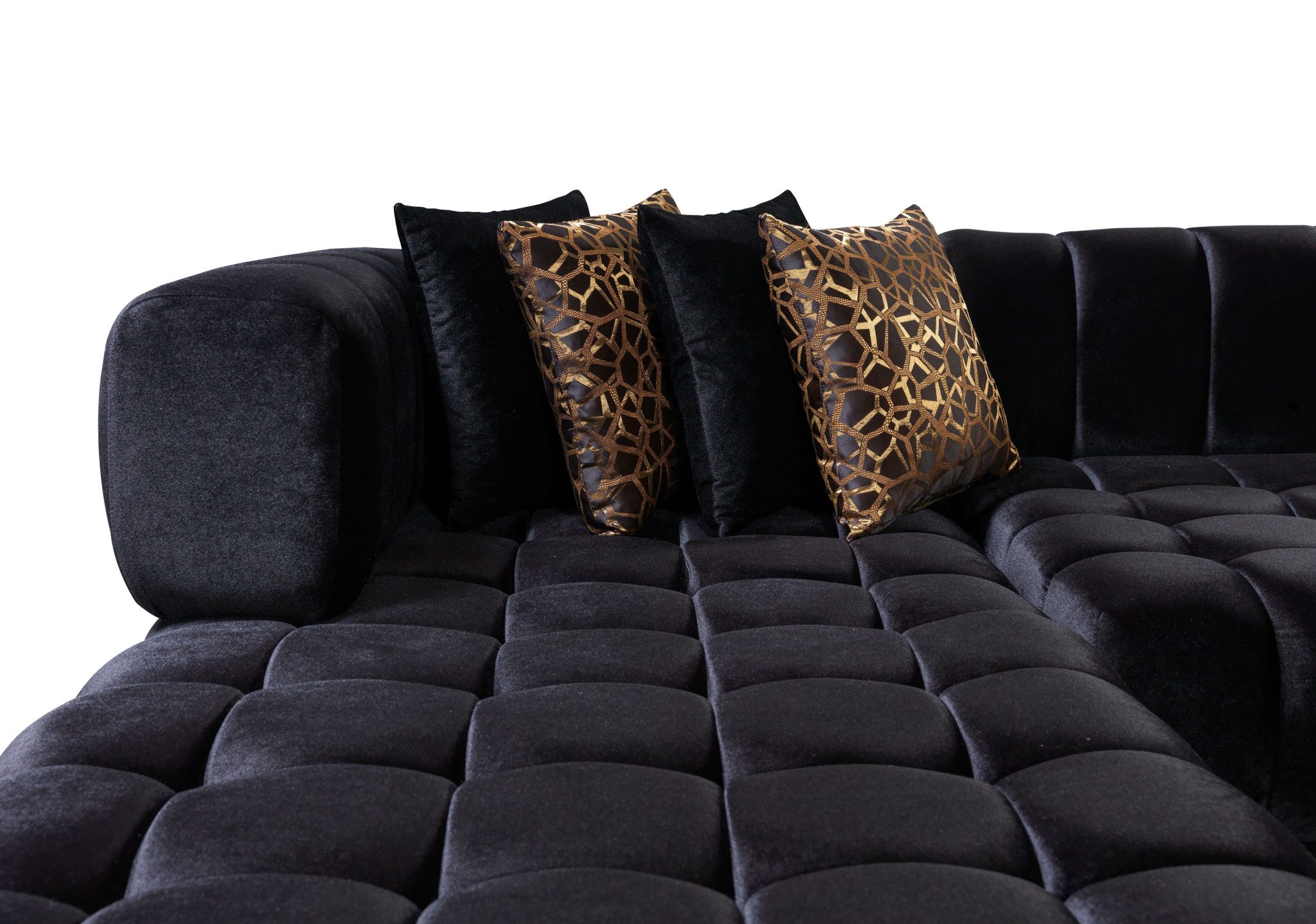 Ariana Black Velvet Double Chaise 138" Sectional - Image 10
