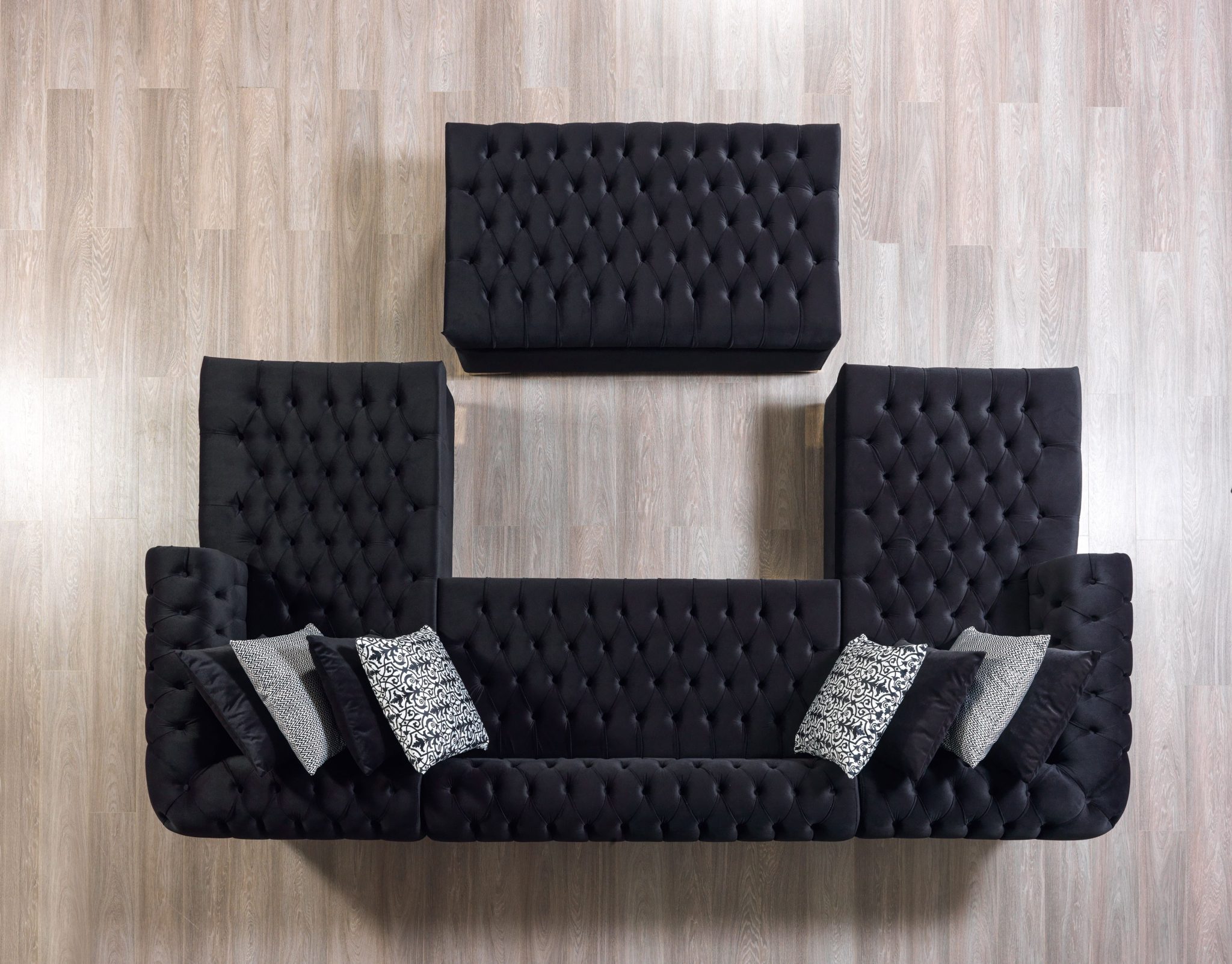 Lauren Black Velvet Double Chaise 136" Sectional - Image 7