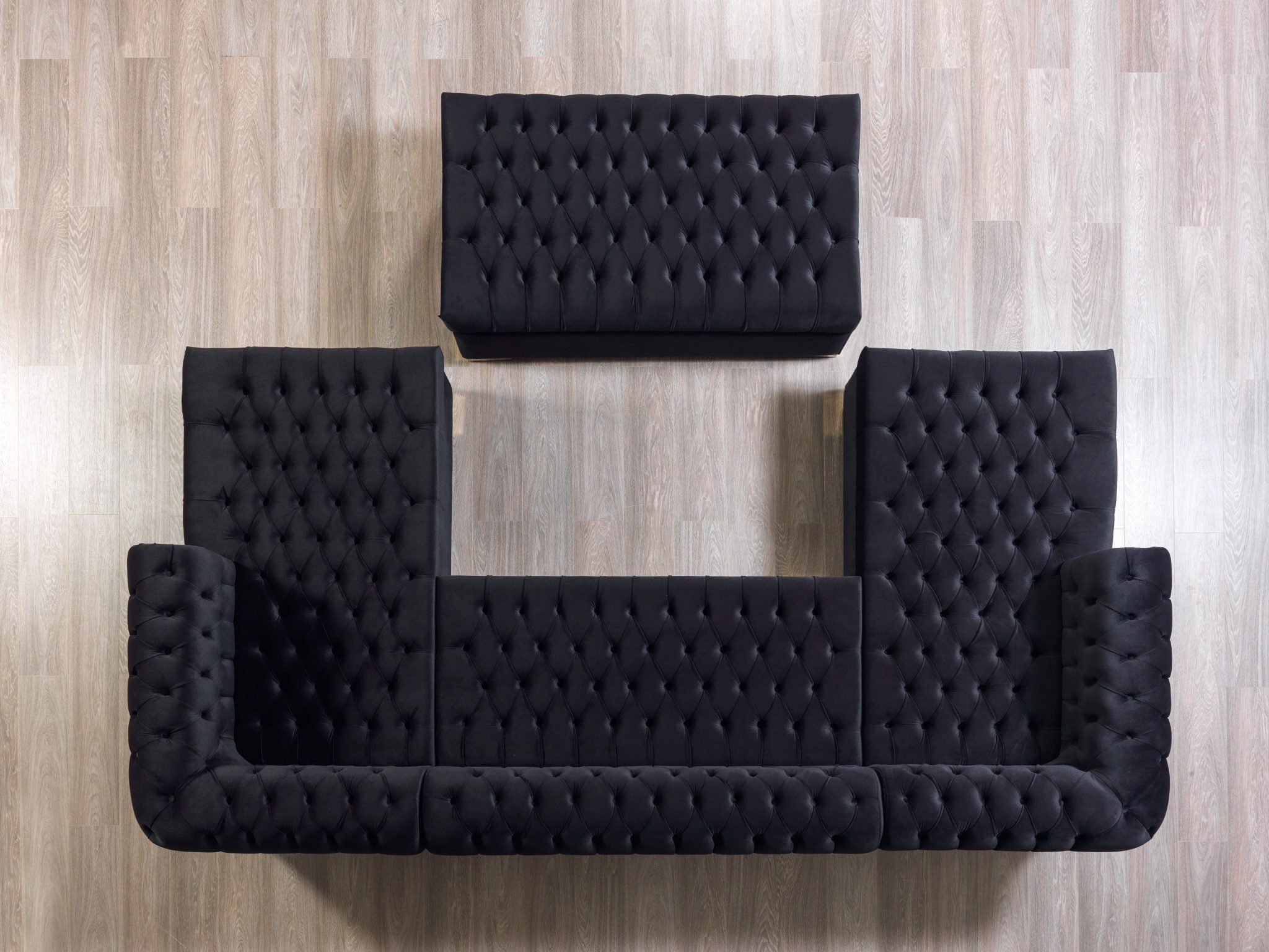 Lauren Black Velvet Double Chaise 136" Sectional - Image 8