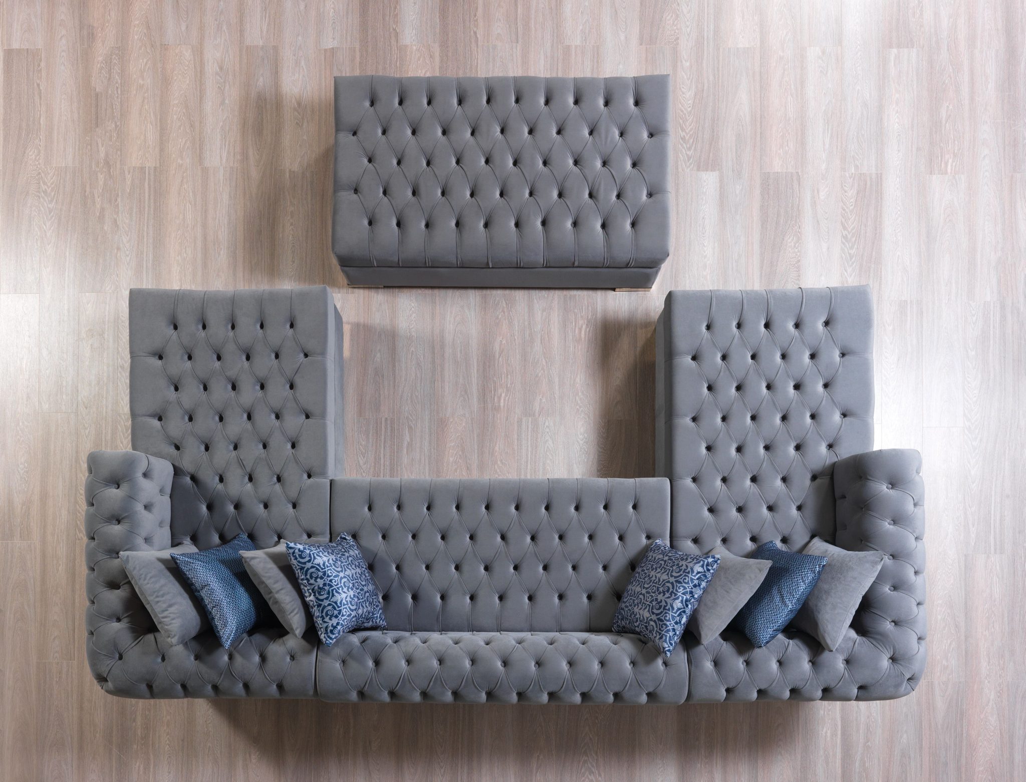 Lauren Gray Velvet Double Chaise 136" Sectional - Image 7