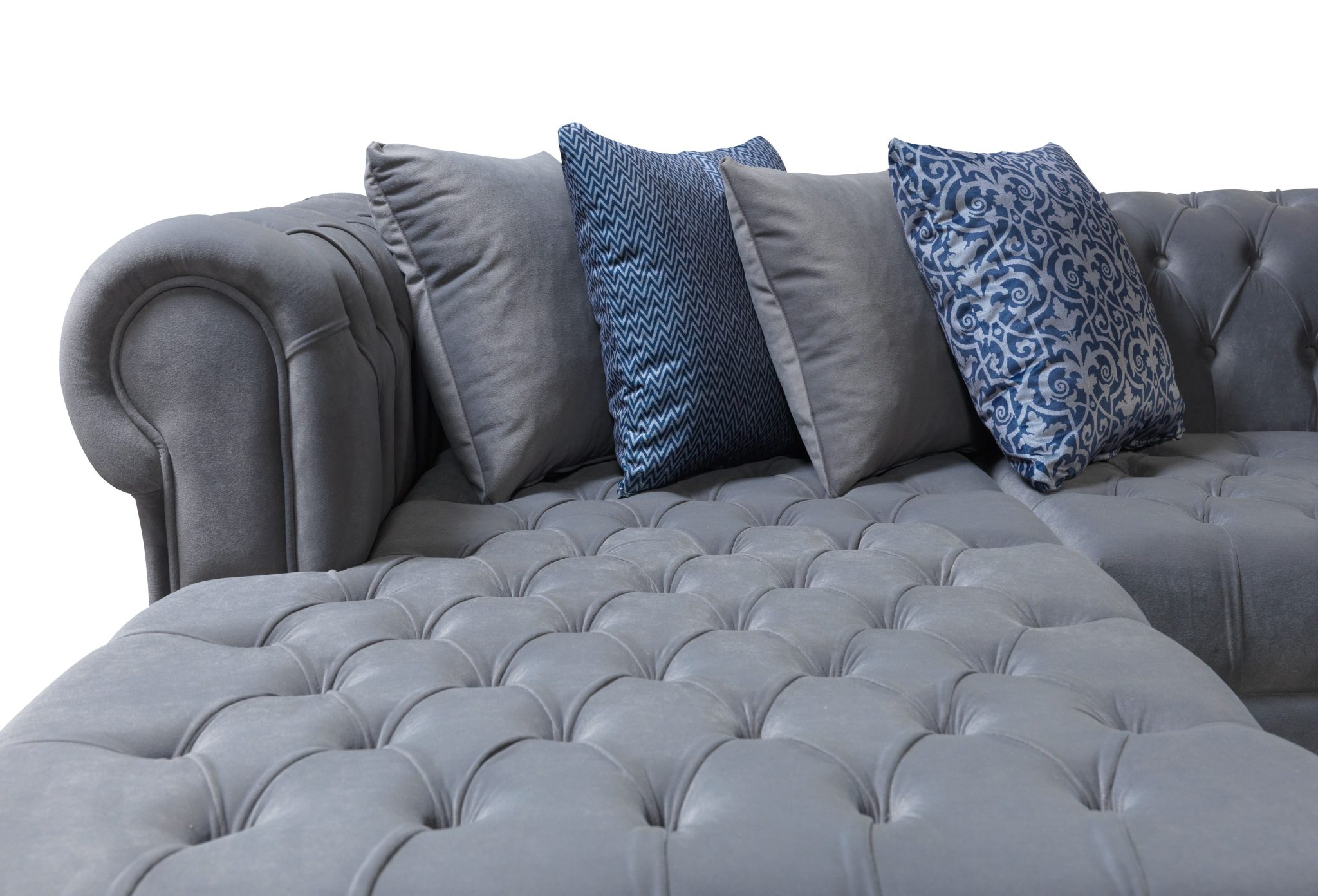 Lauren Gray Velvet Double Chaise 136" Sectional - Image 10