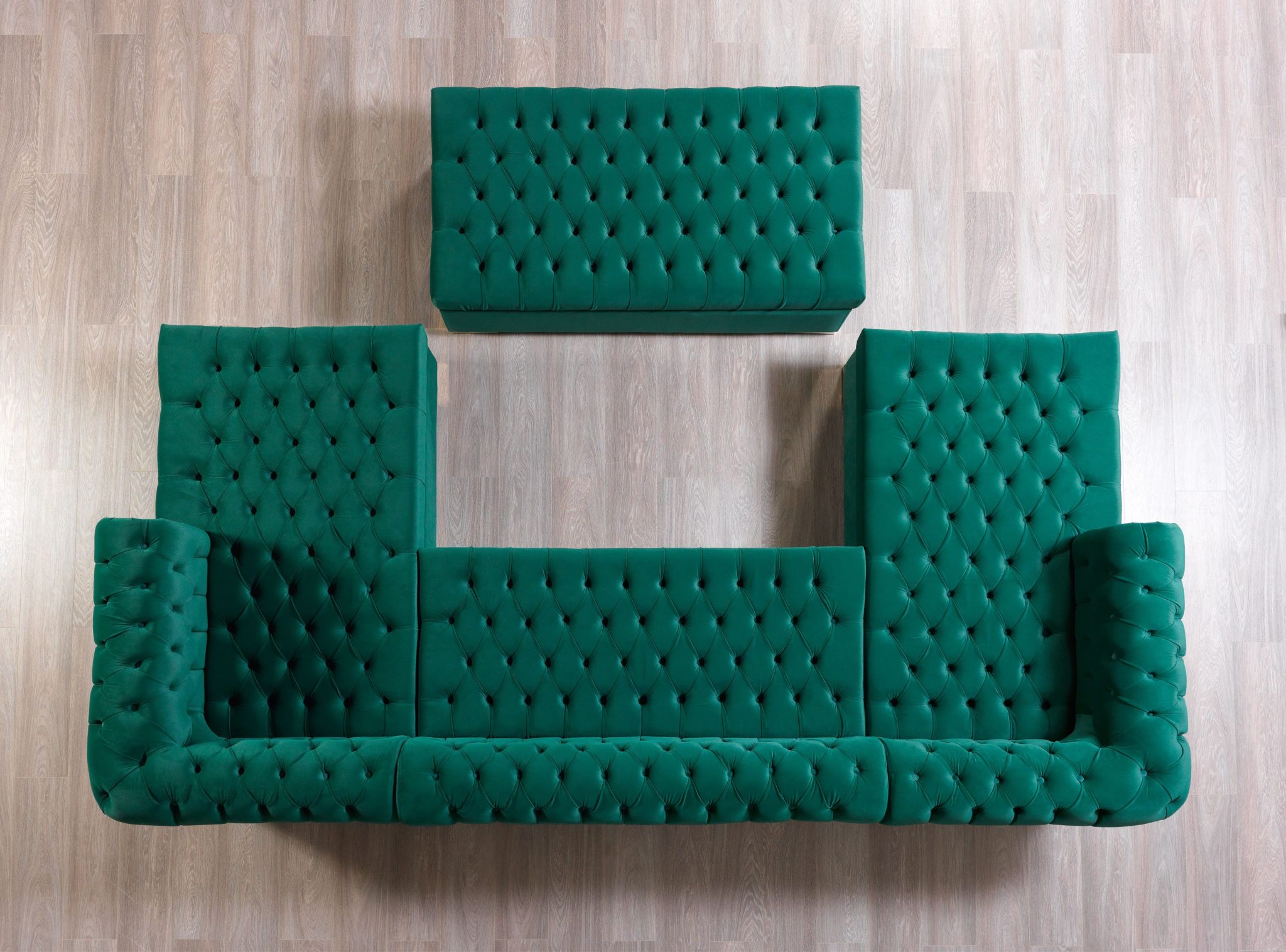 Lauren Green Velvet Double Chaise 136" Sectional - Image 8