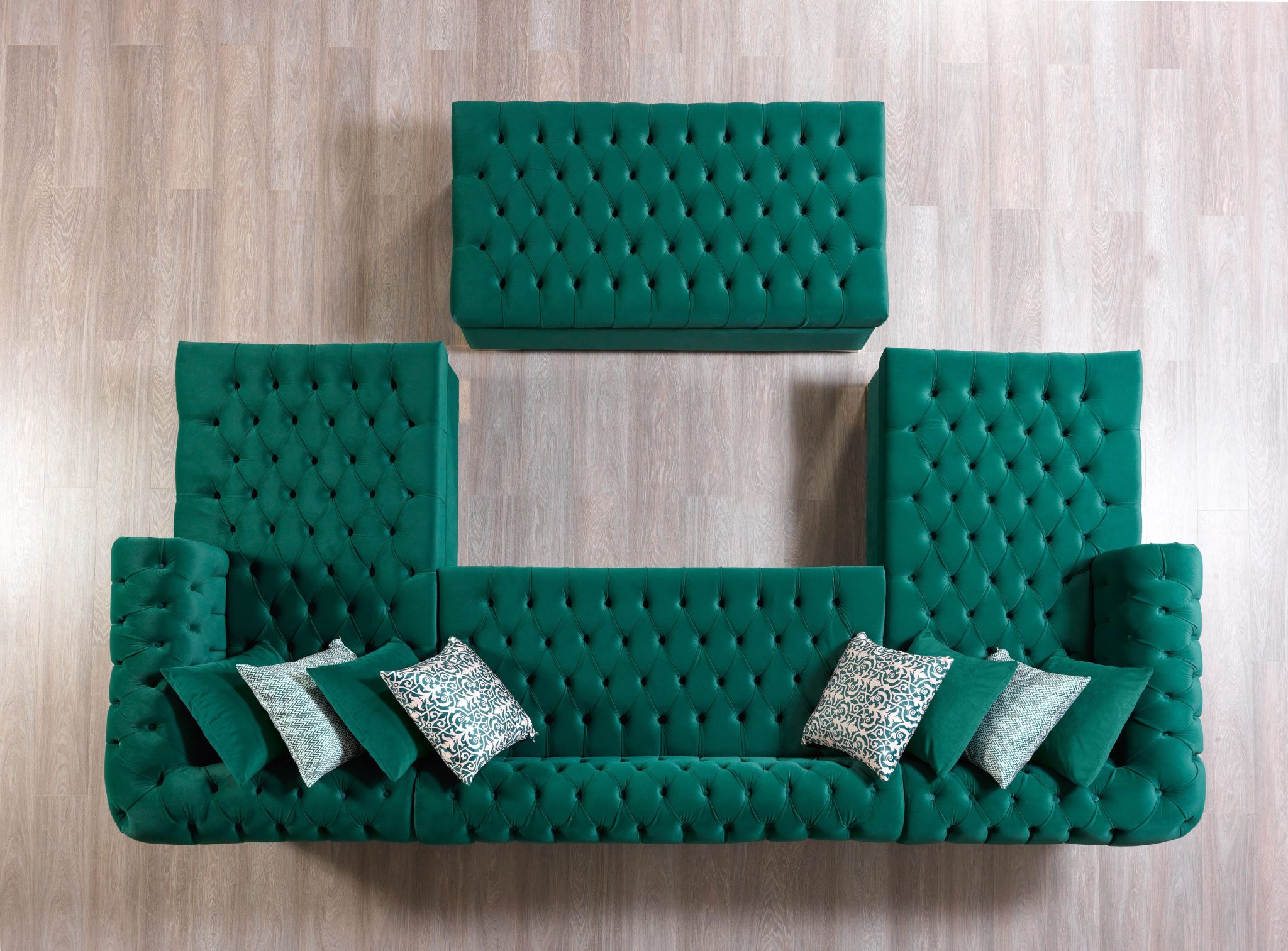 Lauren Green Velvet Double Chaise 136" Sectional - Image 7