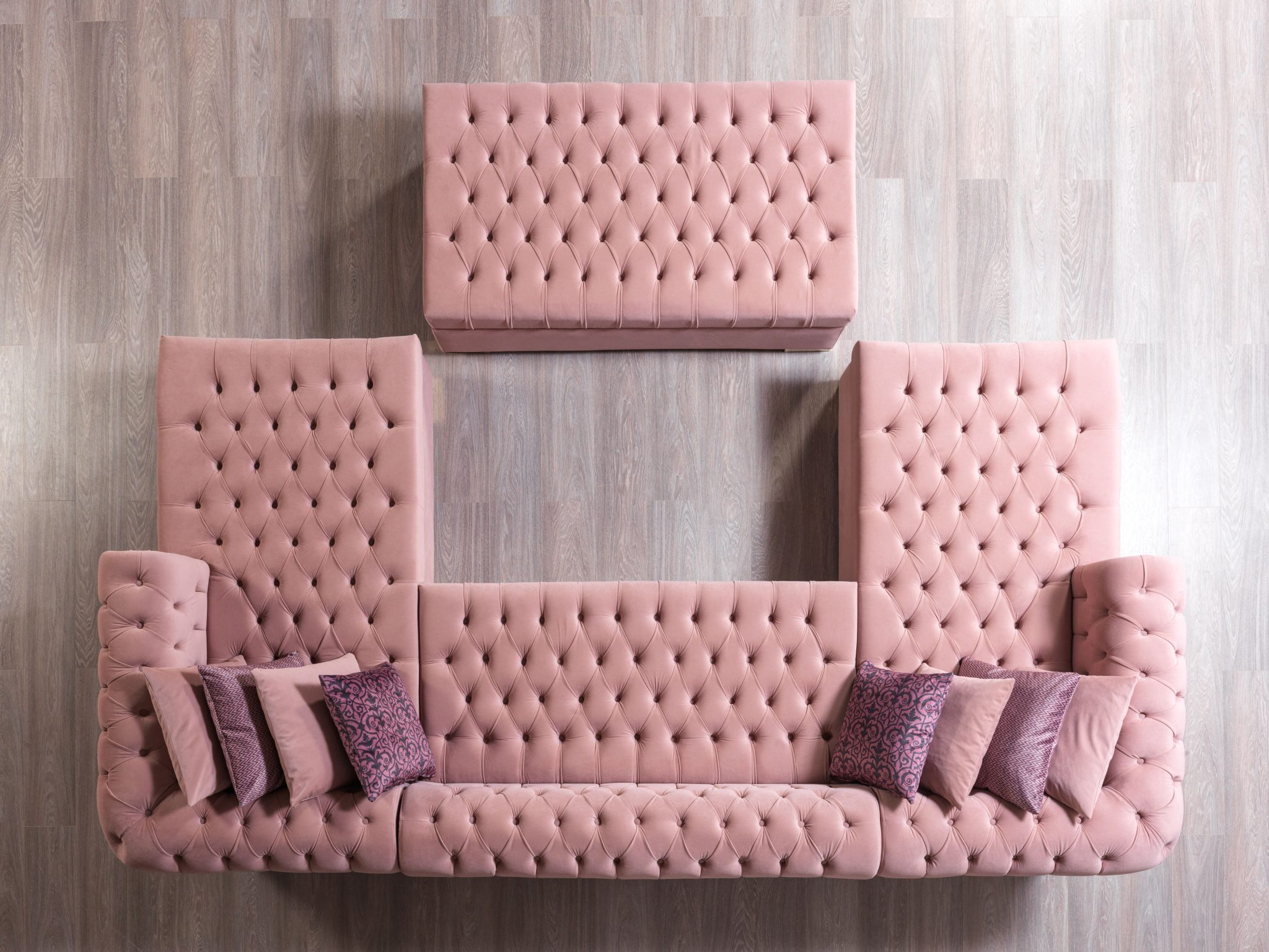 Lauren Pink Velvet Double Chaise 136" Sectional - Image 7
