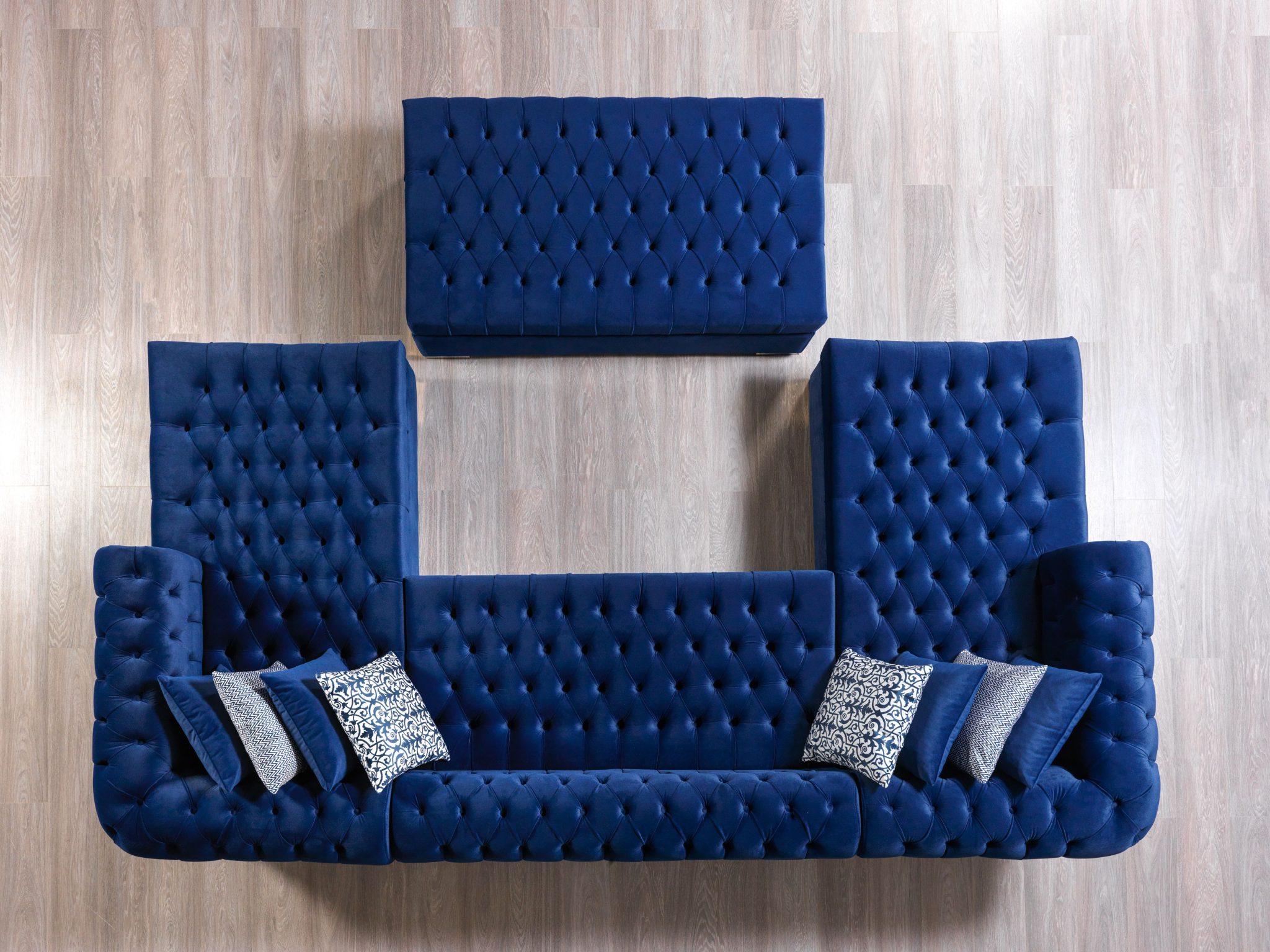Lauren Navy Velvet Double Chaise 136" Sectional - Image 7