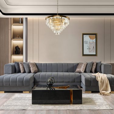 Ariana Gray Velvet Double Chaise 138" Sectional
