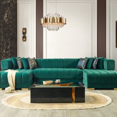 Ariana Green Velvet Double Chaise 138" Sectional