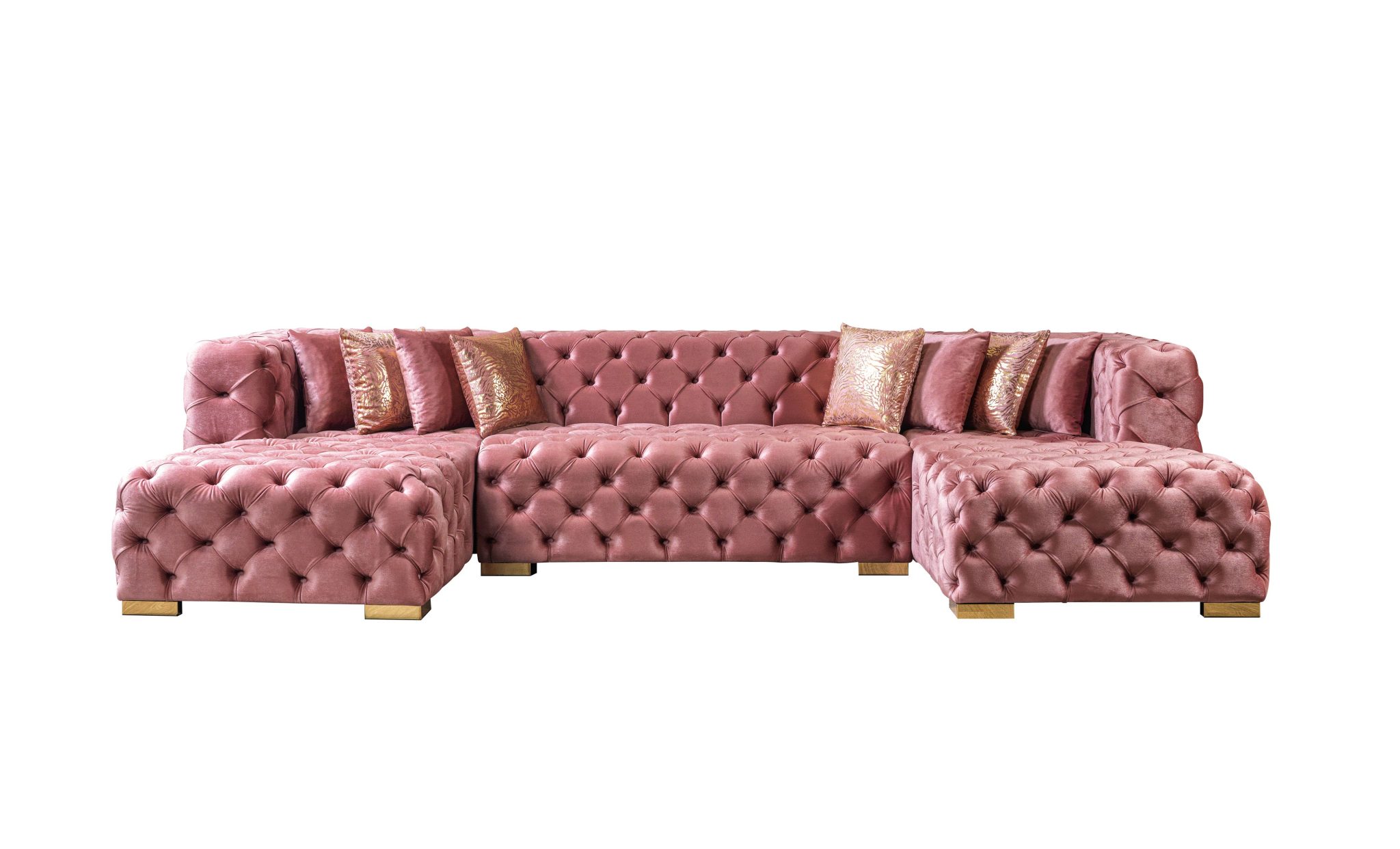 Neva Pink Velvet Double Chaise 138" Sectional - Image 10