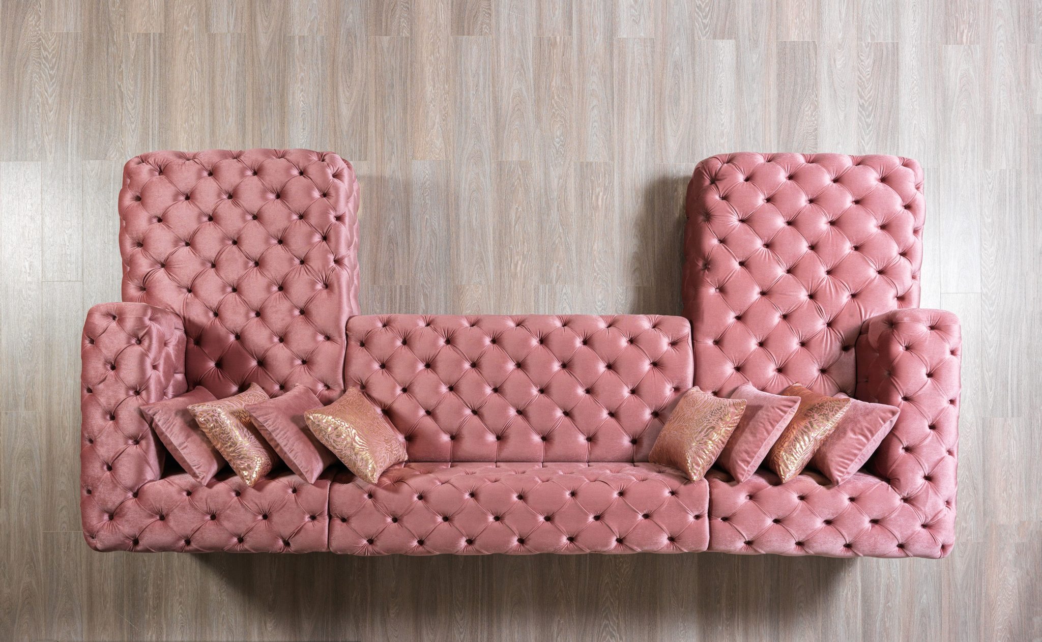 Neva Pink Velvet Double Chaise 138" Sectional - Image 4