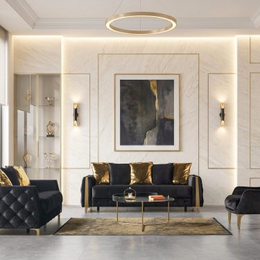 Florence Black Velvet Sofa 88" & Loveseat 64"