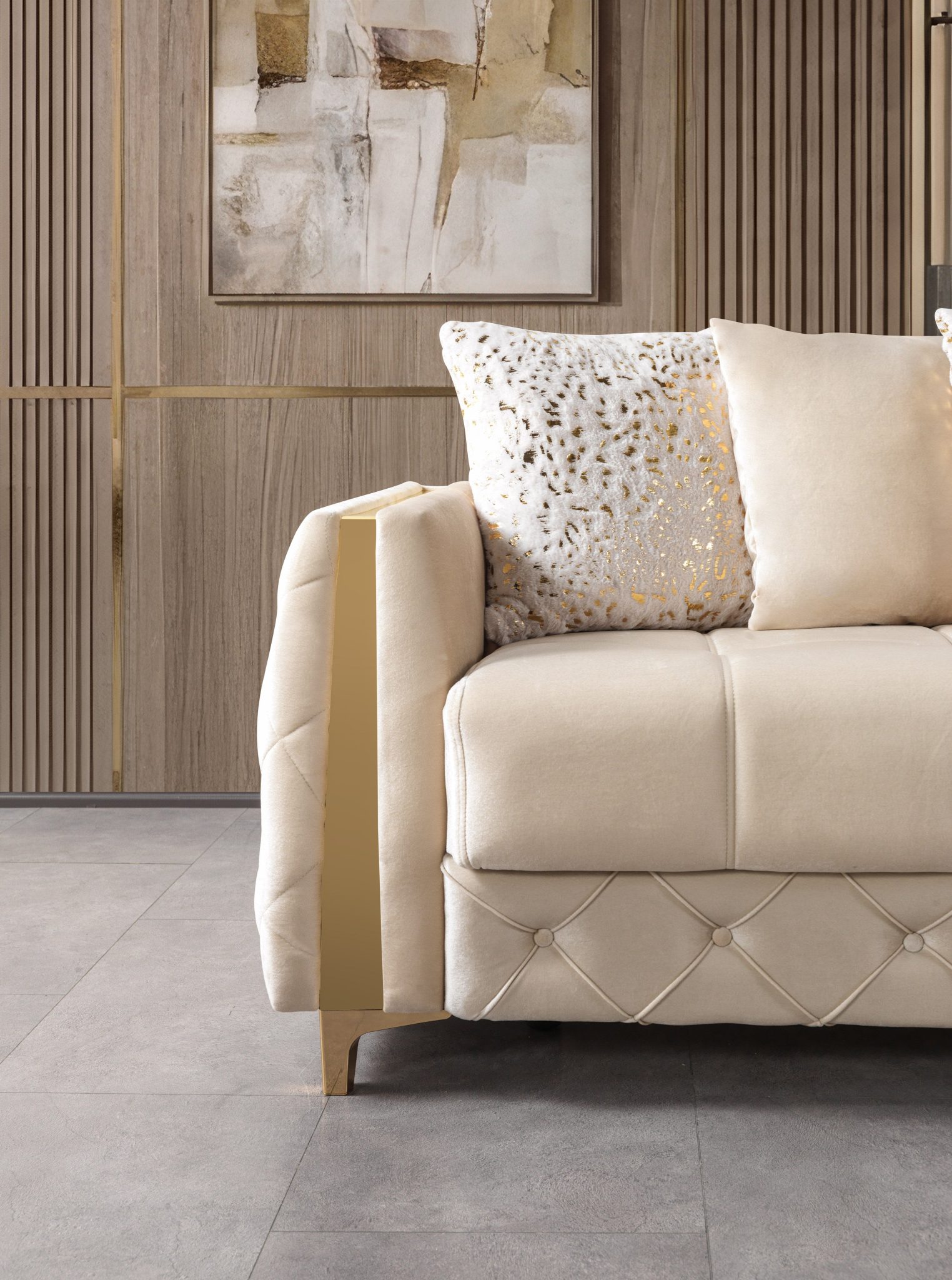 Florence Ivory Velvet Sofa 88" & Loveseat 64" - Image 7