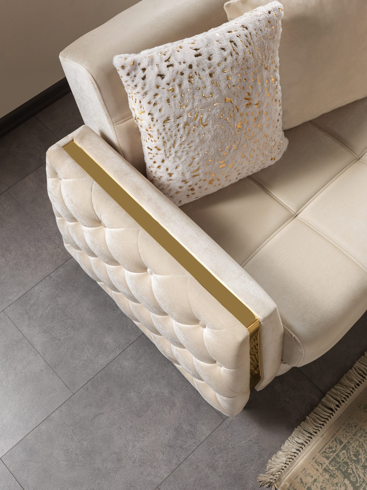 Florence Ivory Velvet Sofa 88" & Loveseat 64" - Image 9