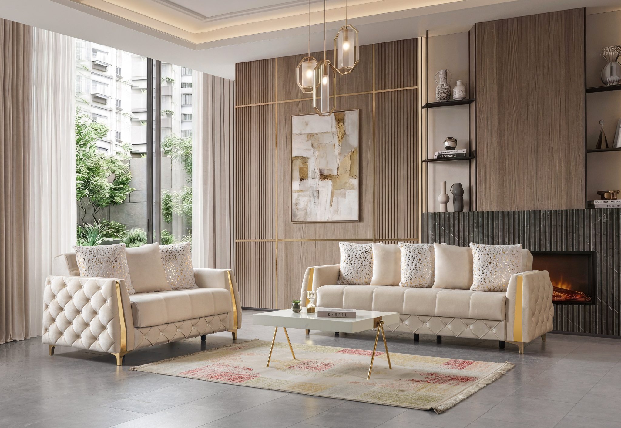 Florence Ivory Velvet Sofa 88" & Loveseat 64" - Image 2