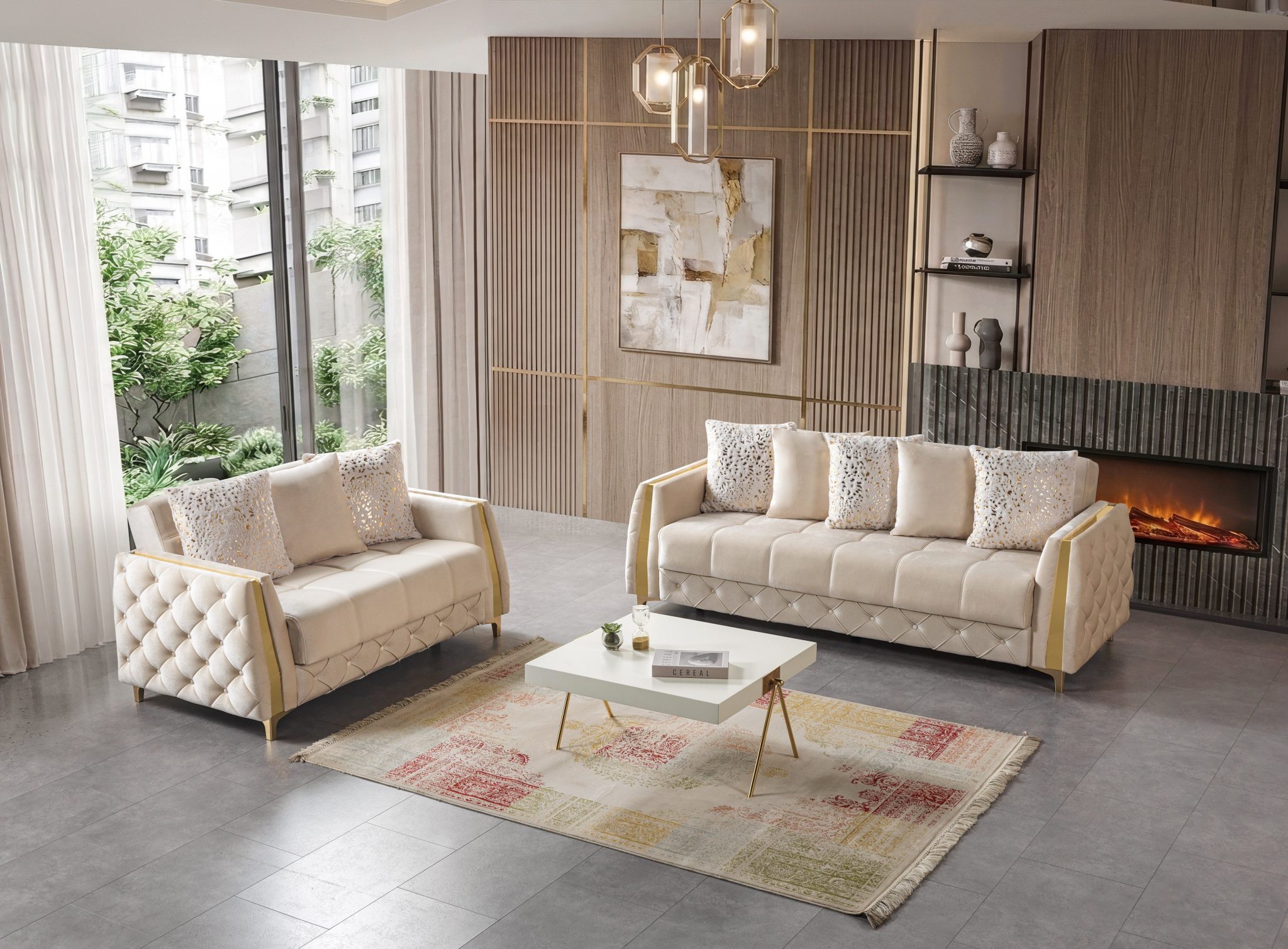 Florence Ivory Velvet Sofa 88" & Loveseat 64" - Image 3