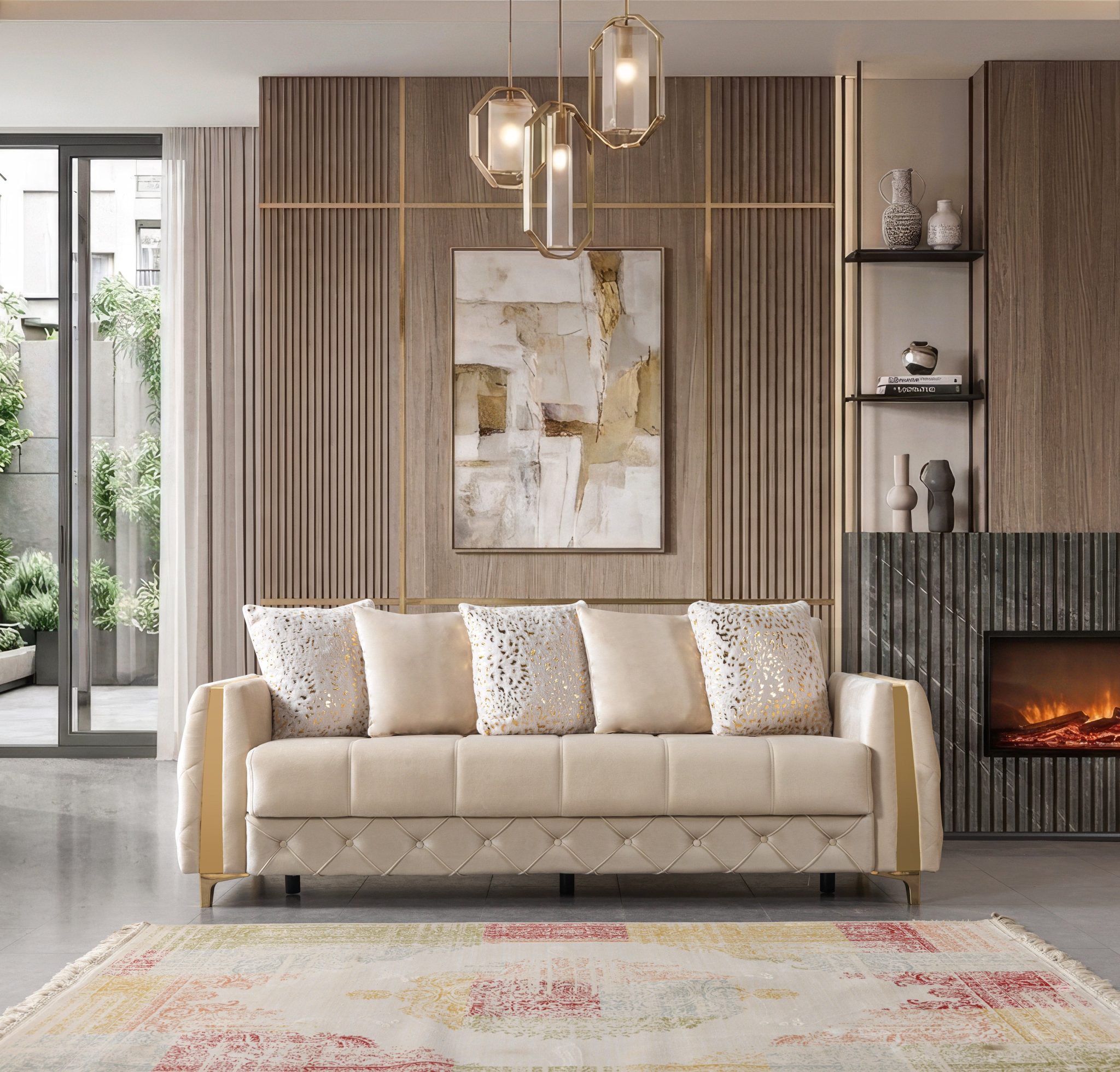 Florence Ivory Velvet Sofa 88" & Loveseat 64" - Image 4