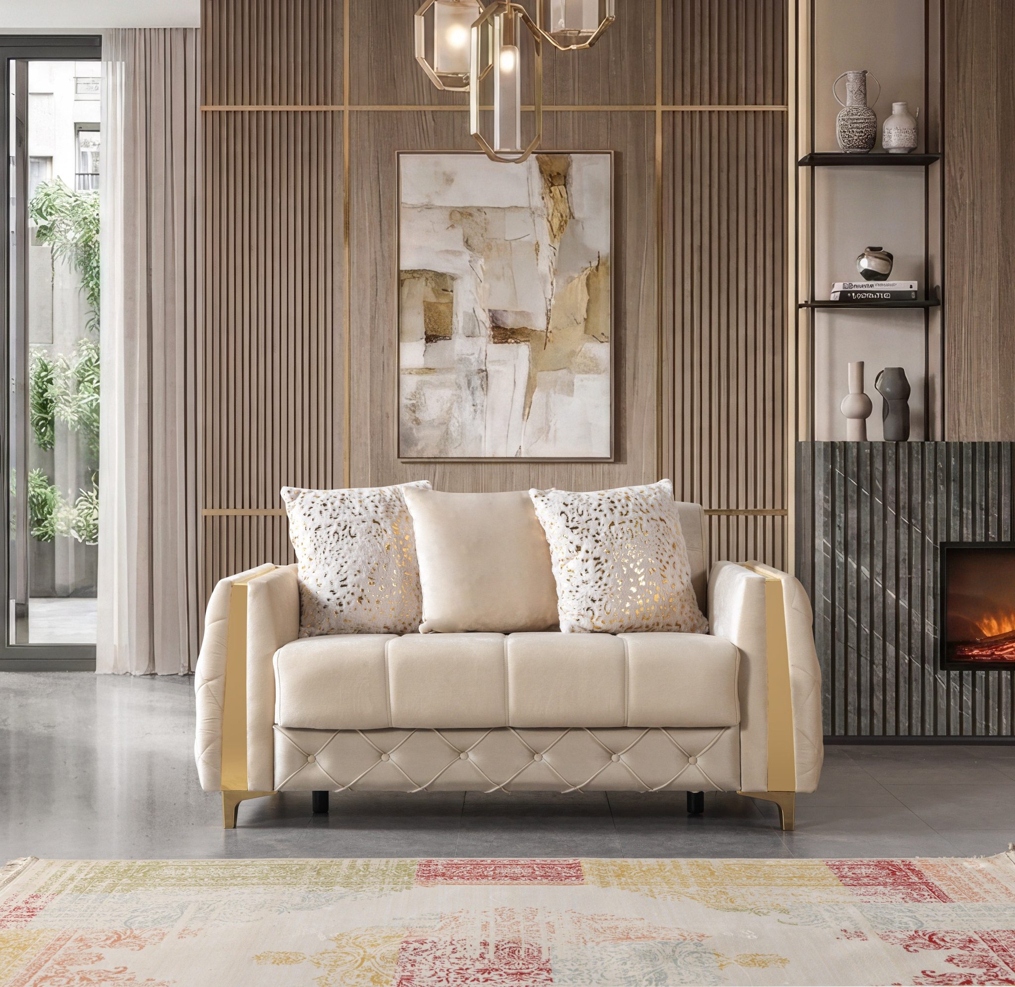 Florence Ivory Velvet Sofa 88" & Loveseat 64" - Image 6