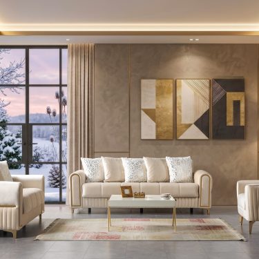 Sandra Ivory Velvet Sofa 88" & Loveseat 64"