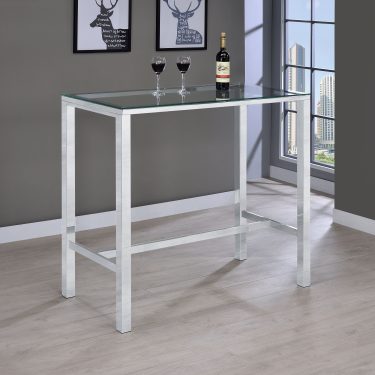 Tolbert 5-Piece Glass Top Bar Table Set with Acrylic Chairs Chrome
