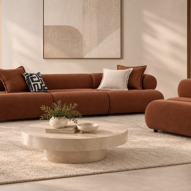 Byrne Chenille Modular Bumper Sofa Rust