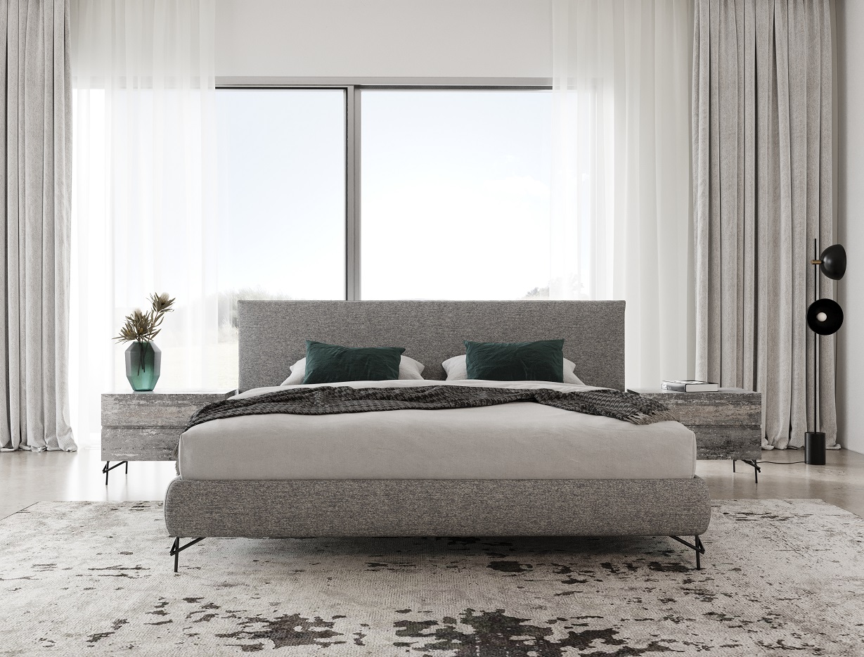 Aria Italian Grey Fabric 4-Piece Bedroom Set - Image 2