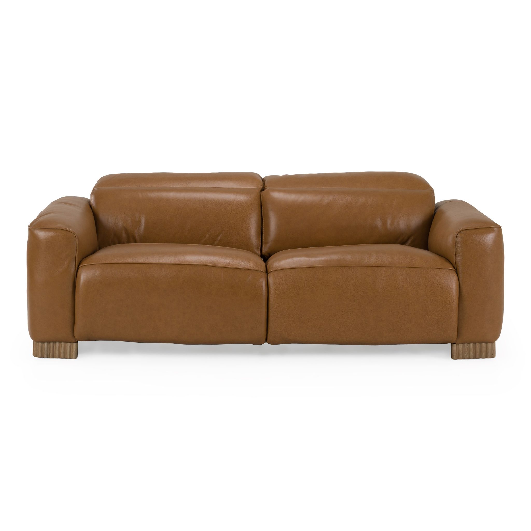 Aris Modern Brown Leather Sofa with 2 Power Recliners