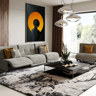 Basil Modern Grey Fabric Power Reclining Sofa