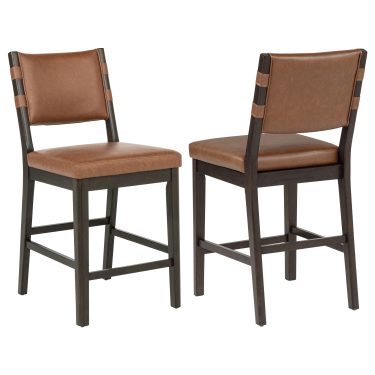 Tegan Faux Leather Upholstered Counter Height Chair Cognac (Set of 2)