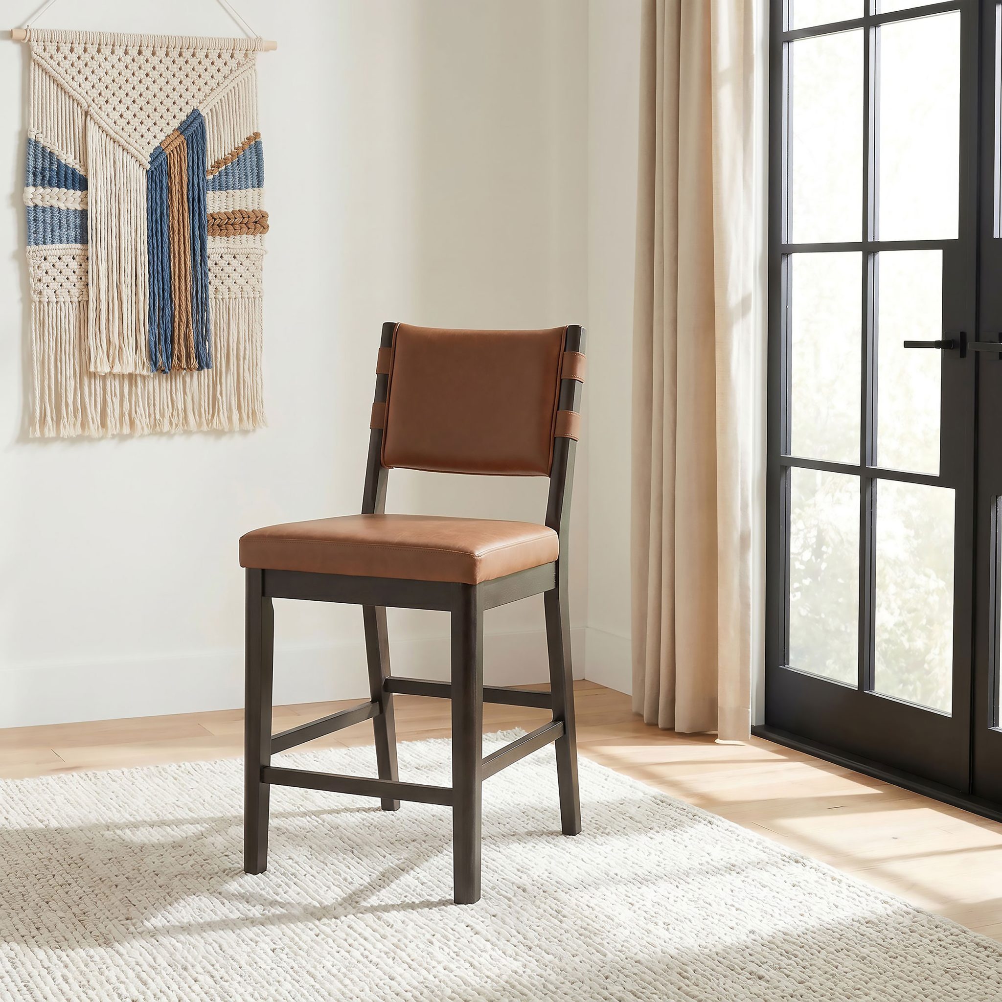 Tegan Faux Leather Upholstered Counter Height Chair Cognac (Set of 2) - Image 2