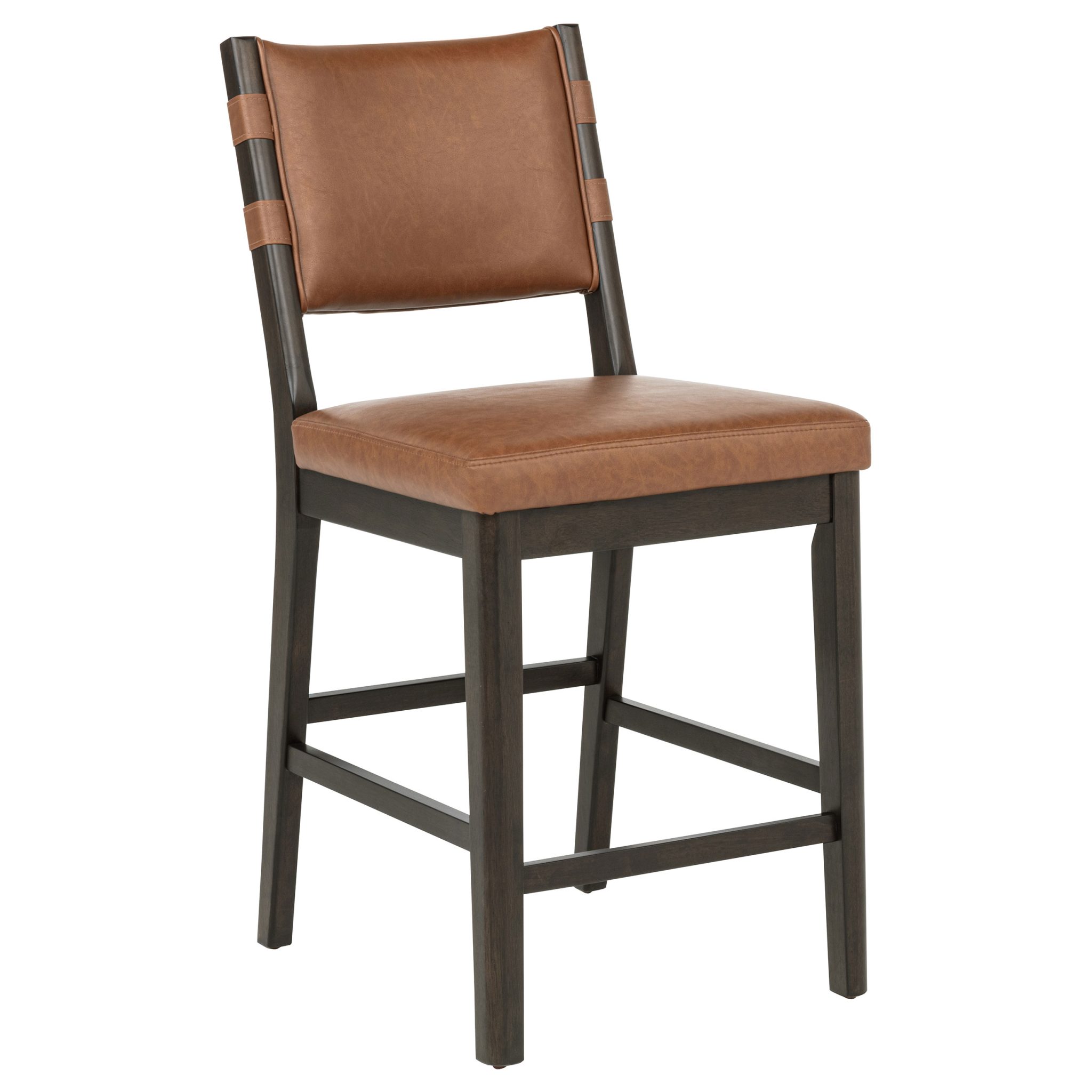 Tegan Faux Leather Upholstered Counter Height Chair Cognac (Set of 2) - Image 3
