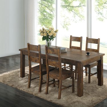 Coleman 5-Piece Rectangular Dining Set – Rustic Golden Brown