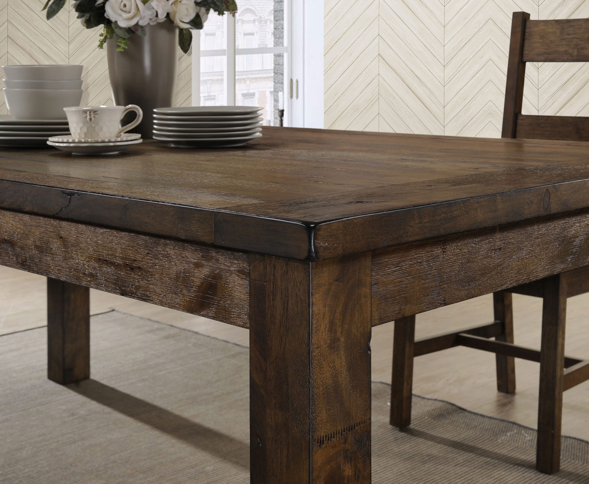 Coleman 5-Piece Rectangular Dining Set – Rustic Golden Brown - Image 5