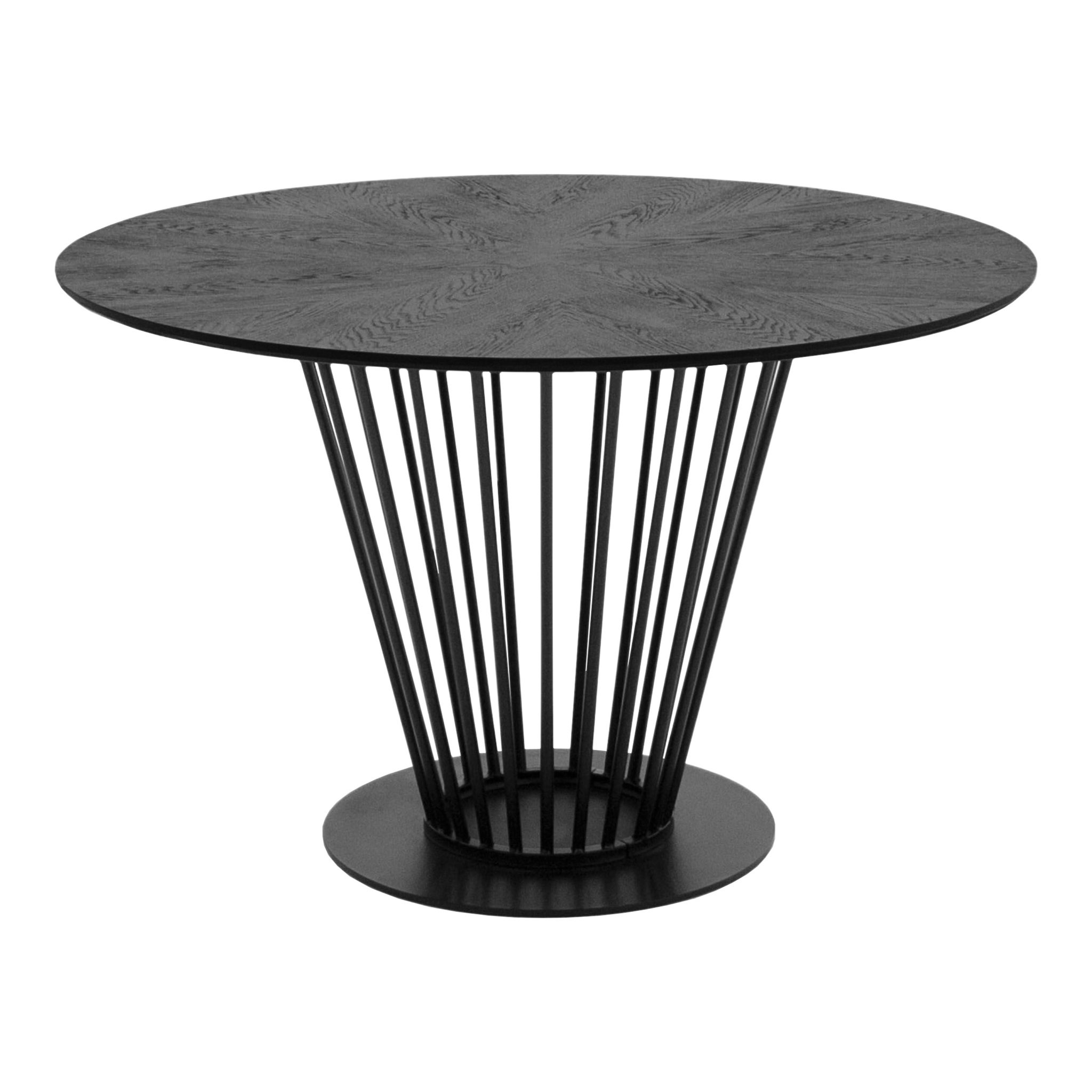 Conroy Round Black 5-Piece Dining Set with Pink Velvet Chairs - Image 3