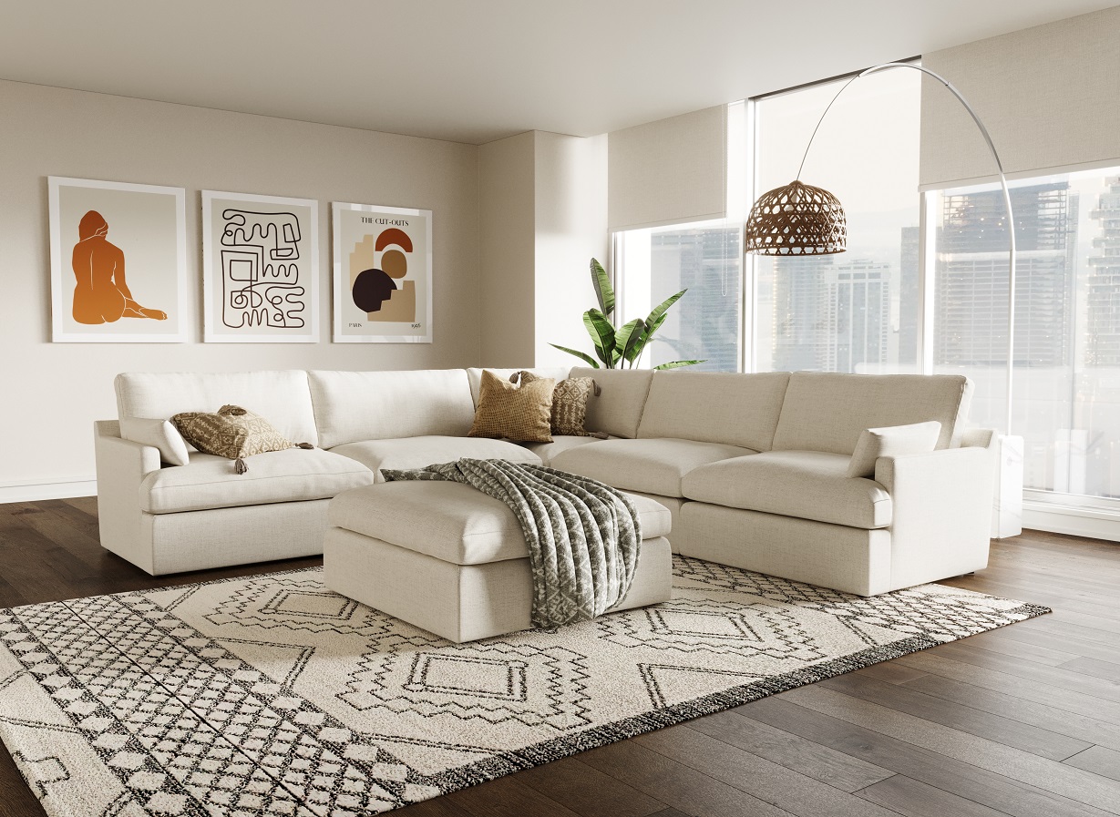 Danica Modern Beige Linen Sectional Sofa