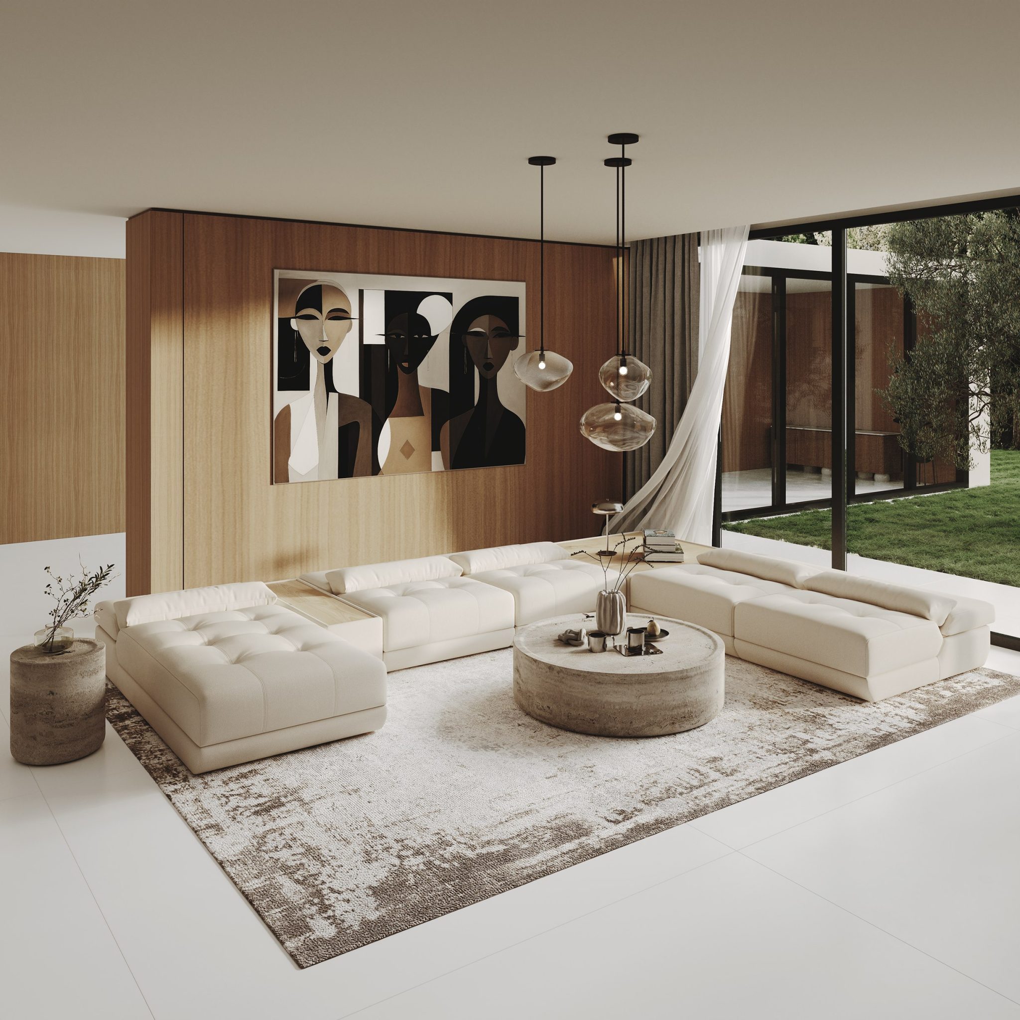 Garfield Modern Off-White Leather 7-Piece Modular Sectional Sofa - Image 4