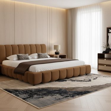 Harris Modern Burlap 4-Piece Bedroom Set - Eastern King