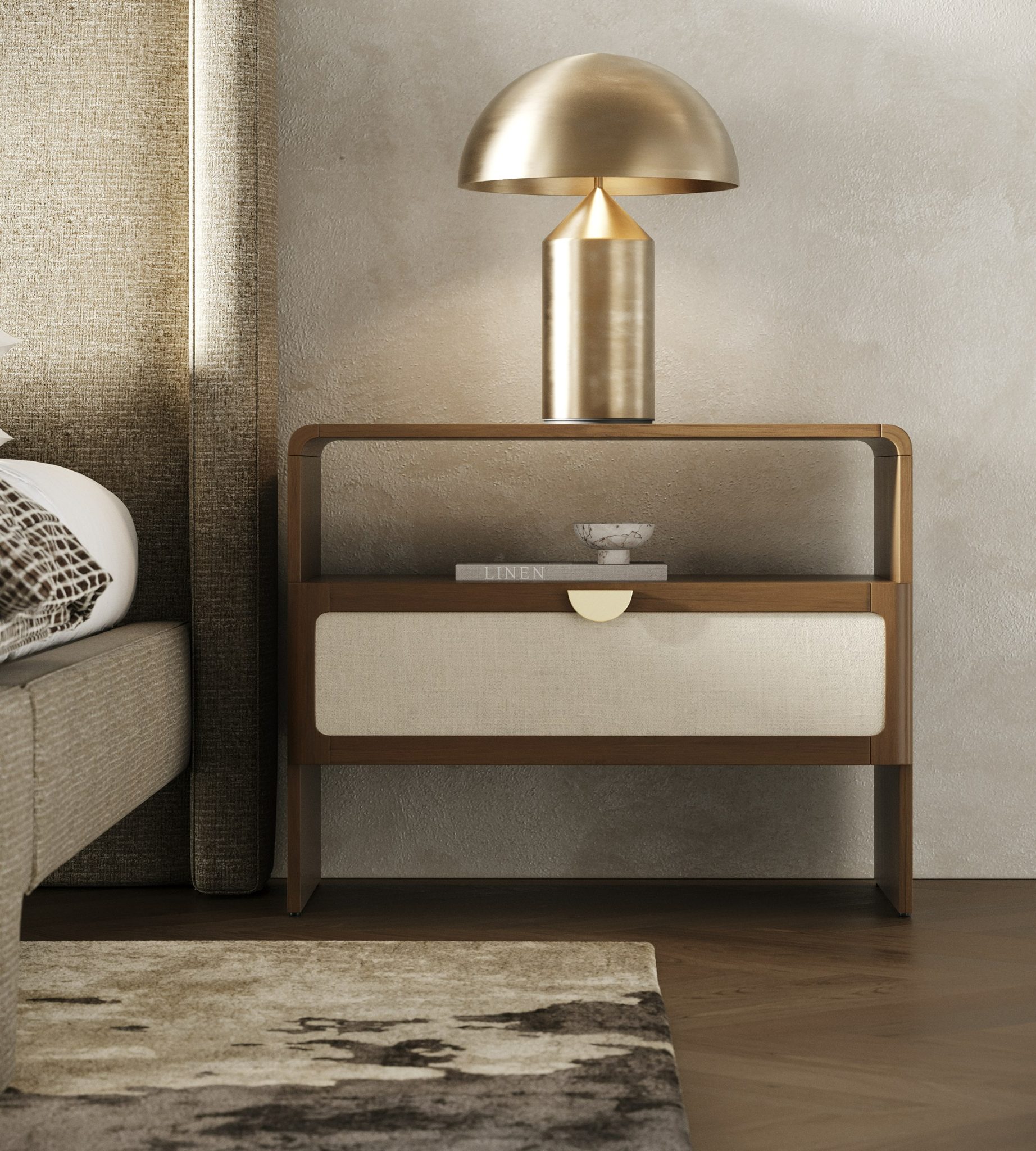 Harris Modern Burlap 4-Piece Bedroom Set - Eastern King - Image 2