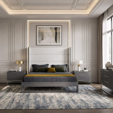 Heloise Modern Vegan Leather 4-Piece Bedroom Set - Eastern King