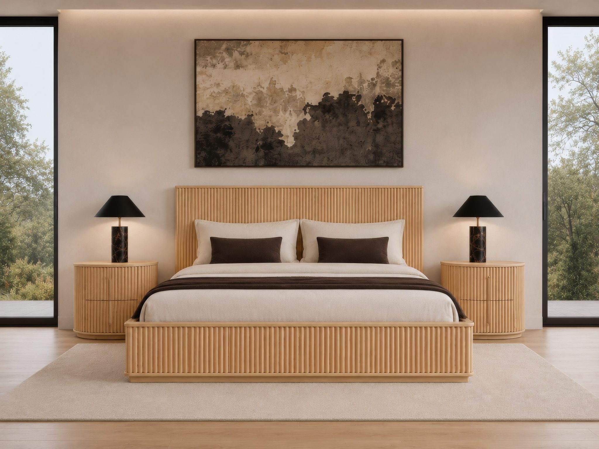 Kayce Modern Oak 4-Piece Bedroom Set - Eastern King - Image 2