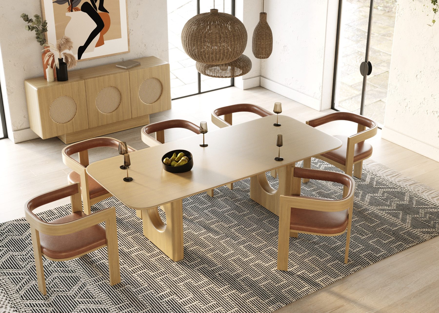 Oshana White Oak 10-Piece Dining Set with Buffet - Image 2