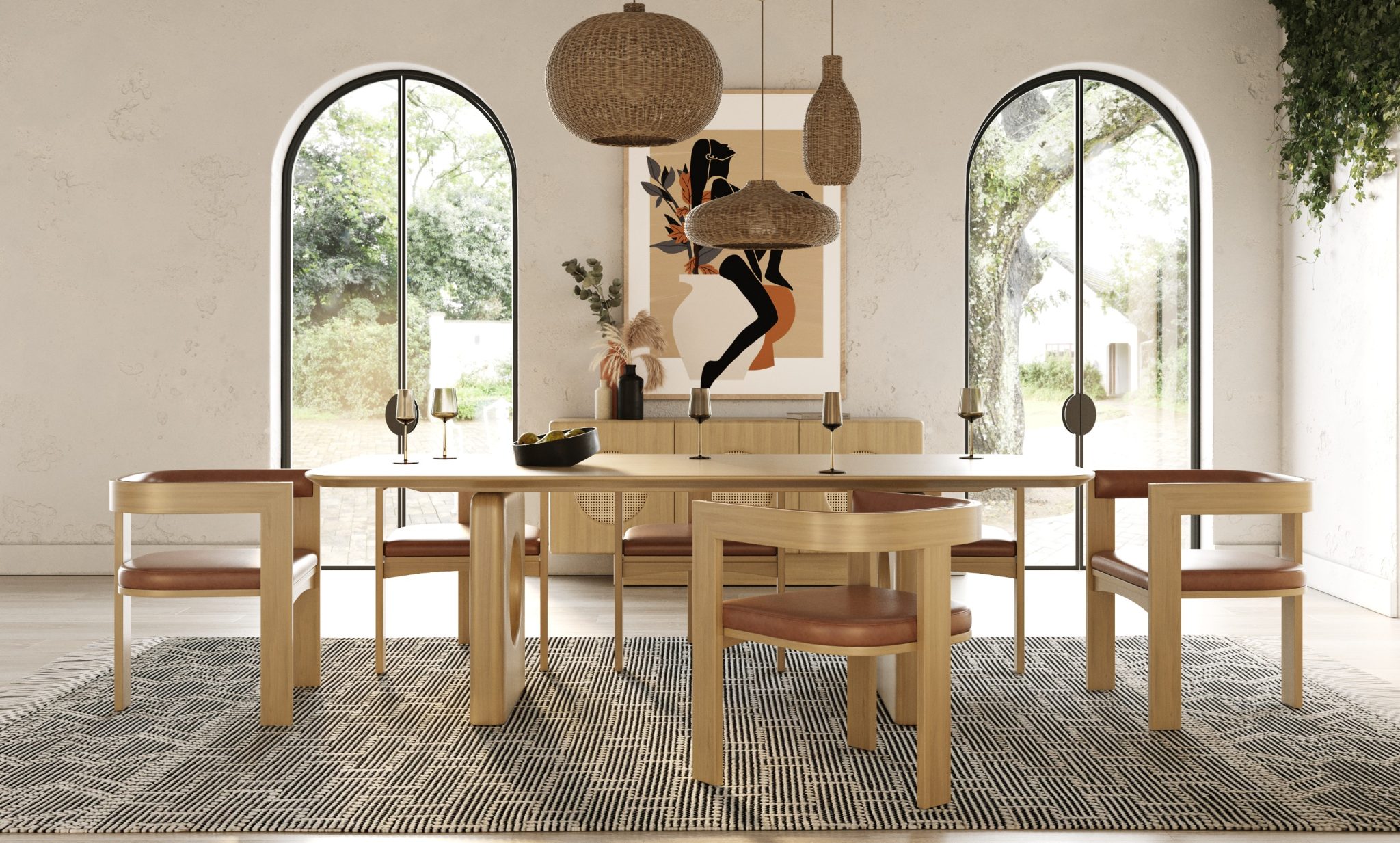 Oshana White Oak 10-Piece Dining Set with Buffet - Image 3