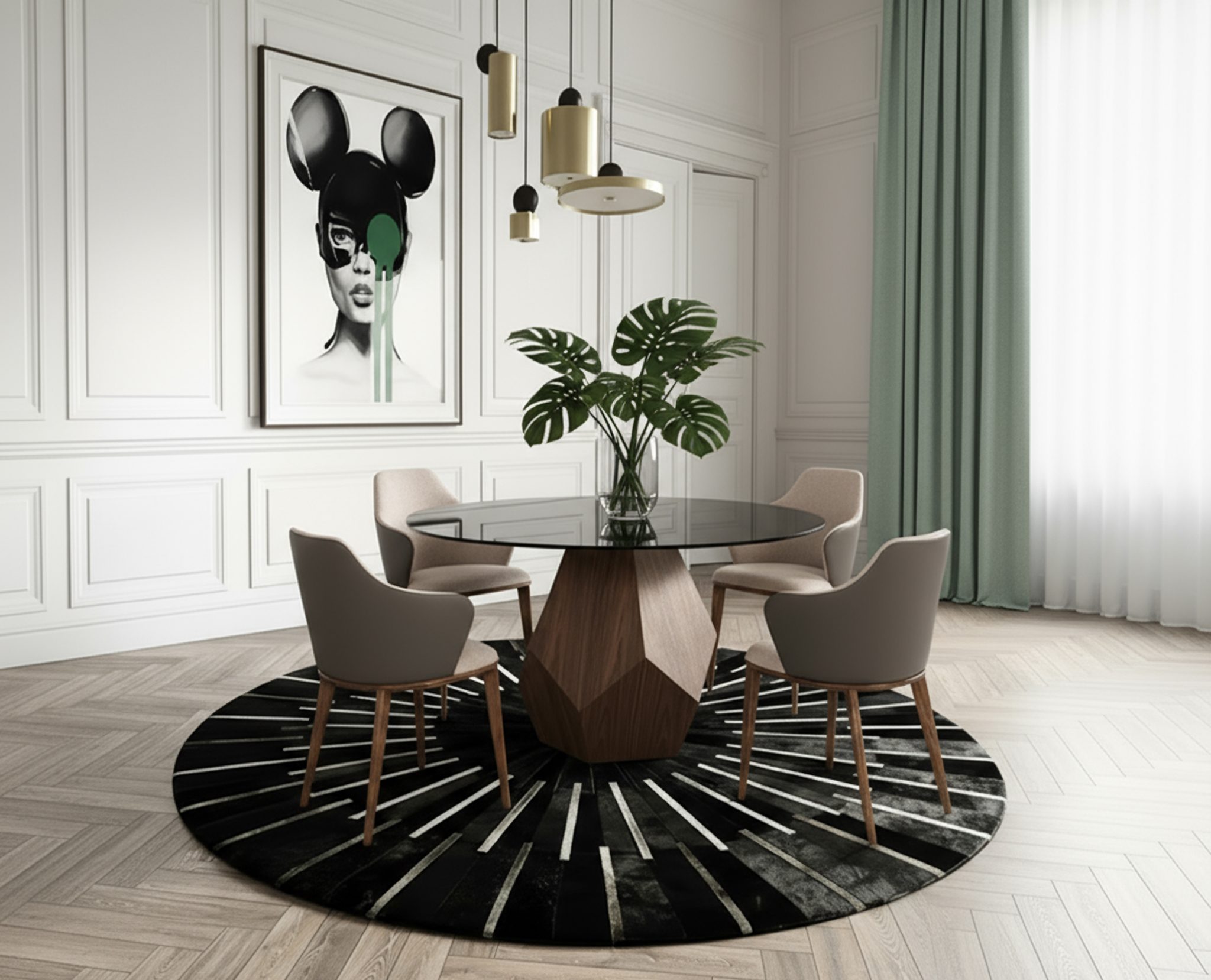 Rackham Round Smoked Glass 5-Piece Dining Set