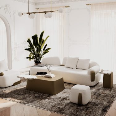 Rainier Modern Off-White Fabric Sofa
