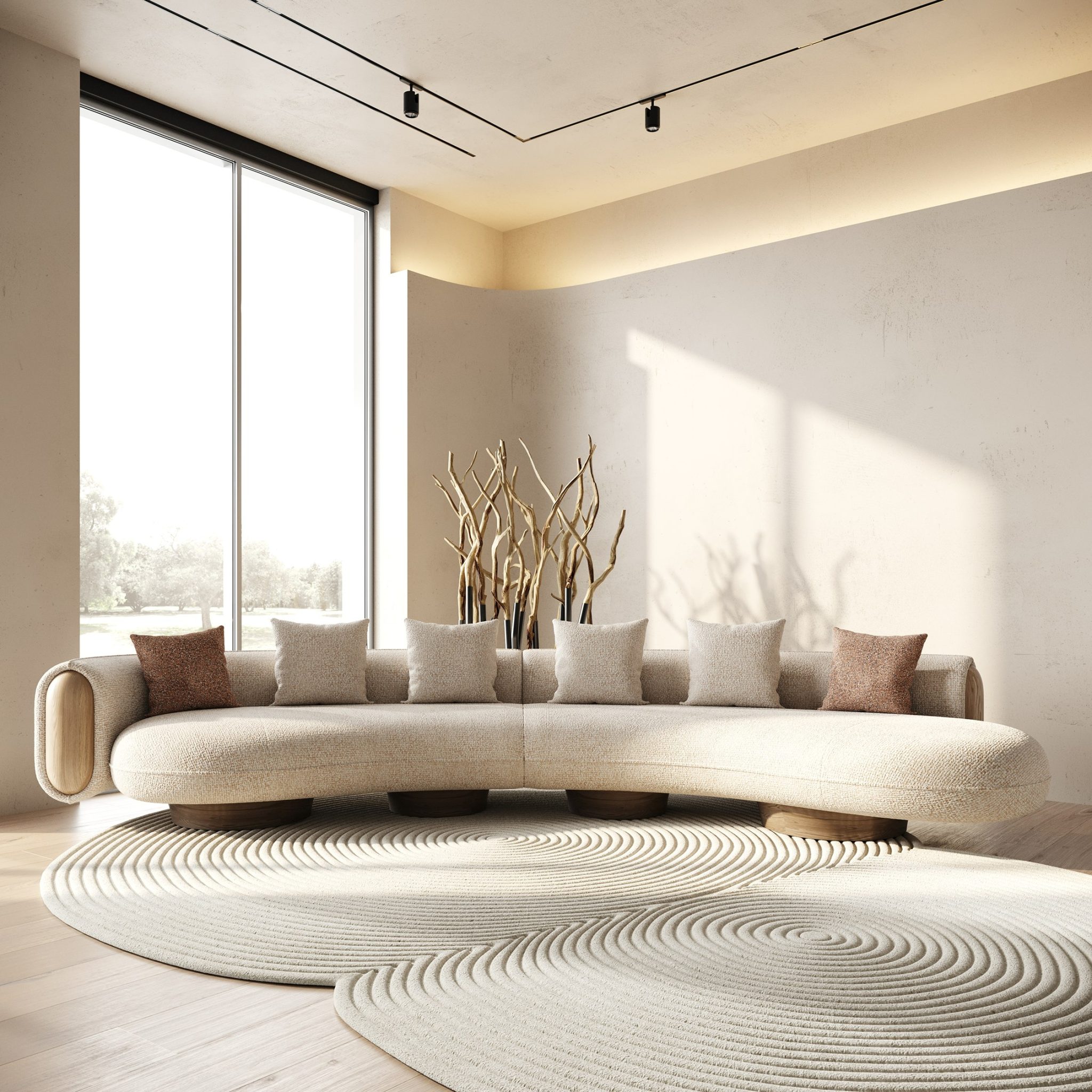 Raywood Modern Brown Boucle Sectional Sofa