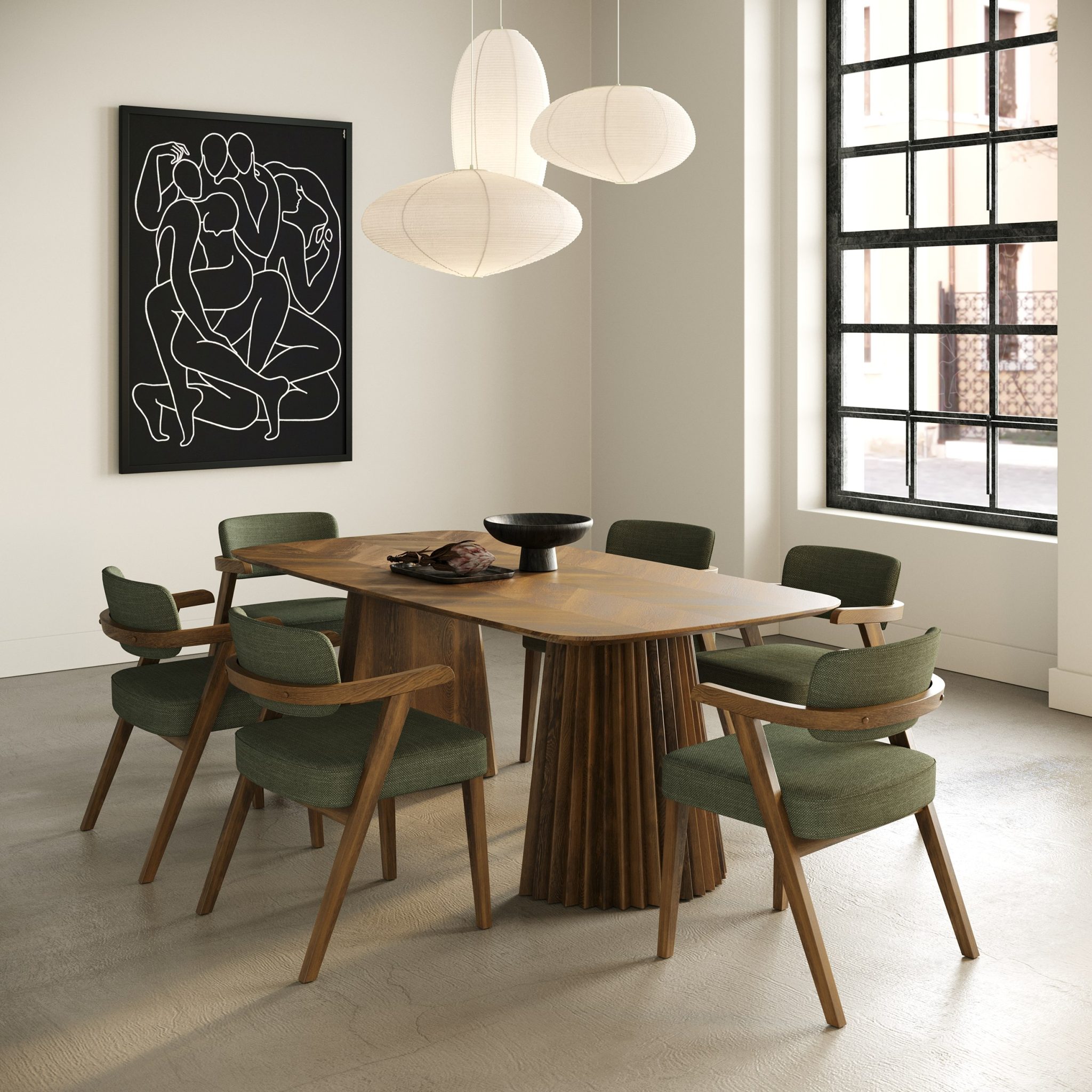 Sacks Herringbone Walnut 7-Piece Dining Set