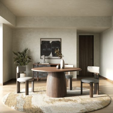 Sheridan Round Walnut 5-Piece Dining Set