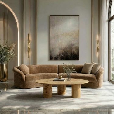 Sheth Modern Brown Curved 2-Piece Sectional Sofa