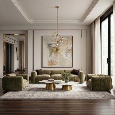 Siegal Modern Olive Green Modular Sofa